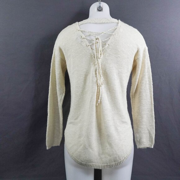 Womens Sweater Small Off White Cozy Soft Clean Girl Minimalist Soft Boho - Picture 4 of 12